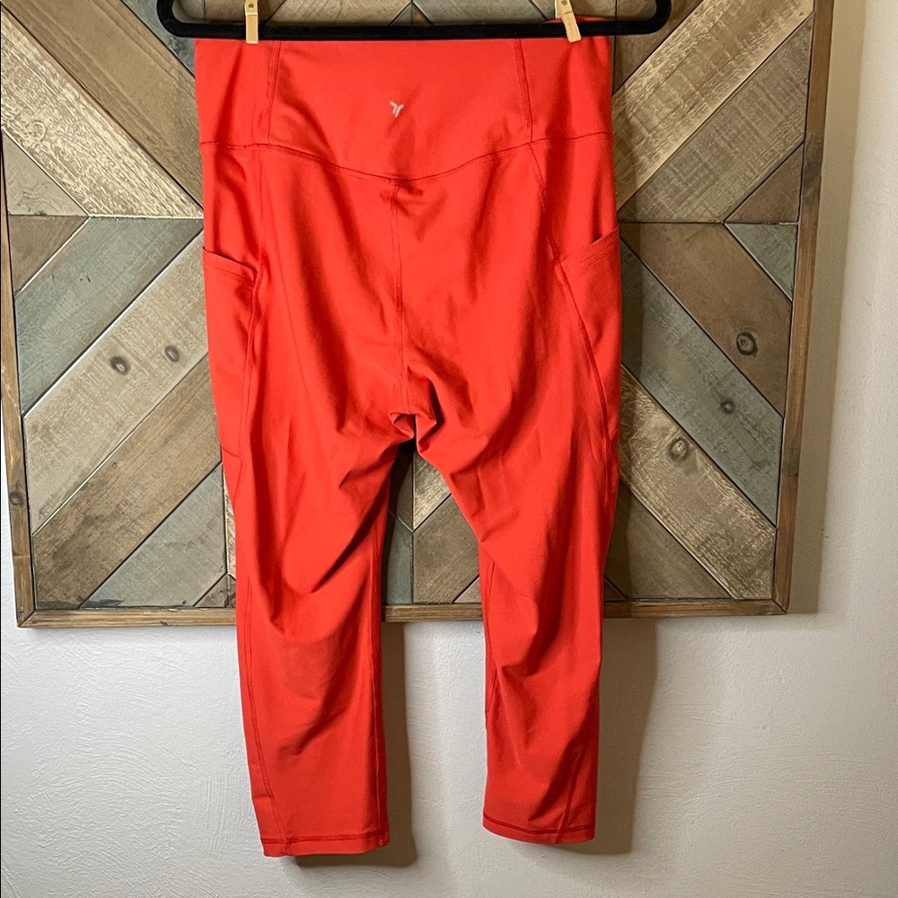 Bold Red High-Waisted Leggings with Matching Sports Bra Tank, size L - Picture 3 of 11